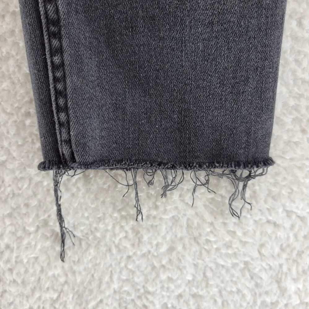 Re/Done 70's Ultra High‎ Waist Raw Hem Stovepipe Jeans Size 27 Dusty Char Black